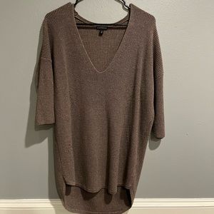 Express V Neck Gold Shimmer Sweater